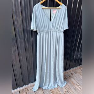 Show Me Your Mumu Emily Empire Waist Maxi Dress Size XL Chiffon Flutter Sleeves